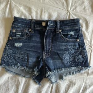 American Eagle High Rise Shortie Jean Shorts